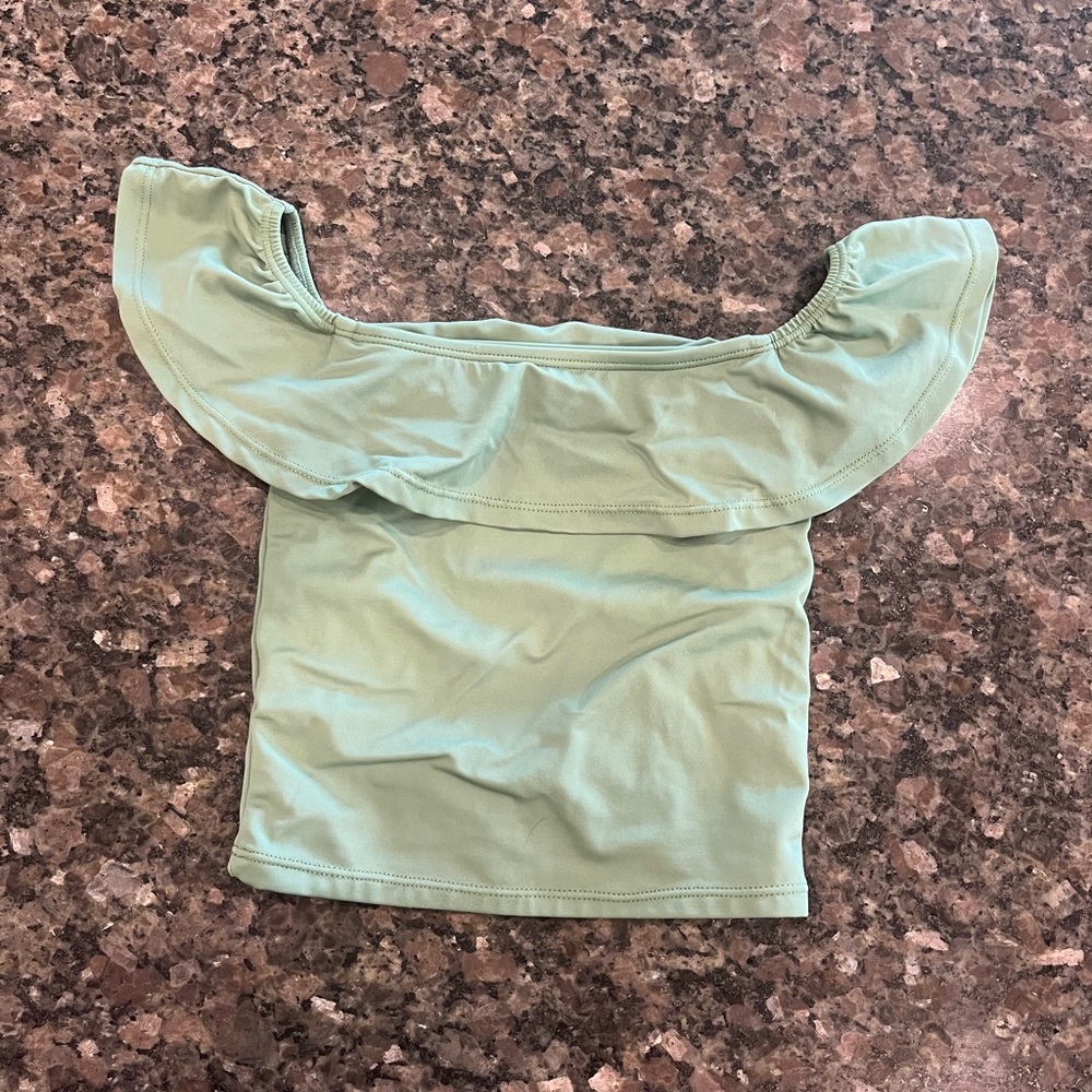 Kortni Jean Mini Ruffled Around Top Pine Green